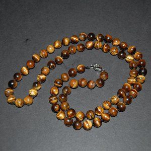 Tiger Eye Necklace,Tiger Eye Gemstone Necklace,8mm Gemstone Beads,Man,Wo…